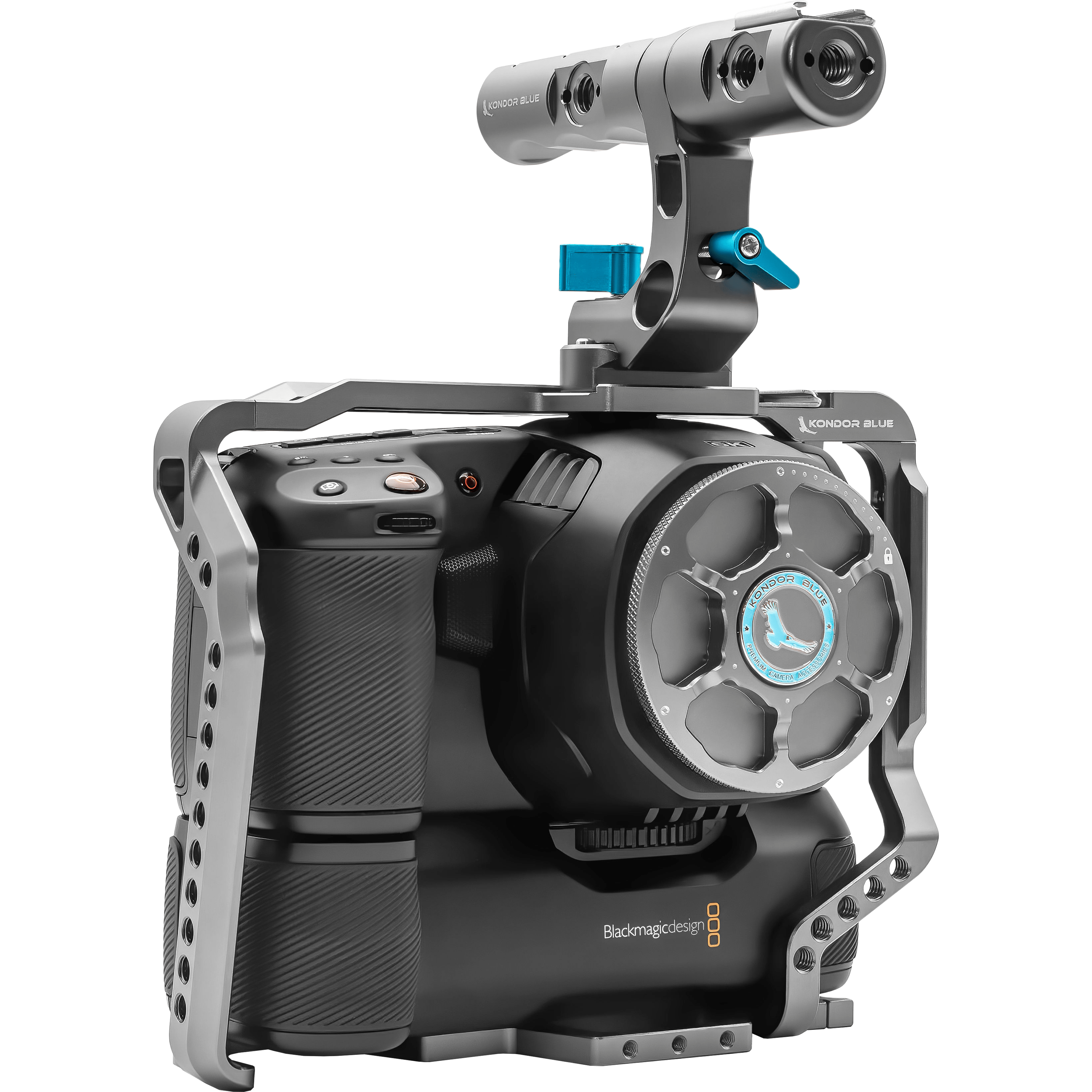 Kondor Blue BMPCC4K/6K Battery Grip Cage Mod Kit - Professional Camera Rig for Blackmagic Pocket Cinema - Perfect for Filmmaking, Vlogging & On-the-Go Shooting