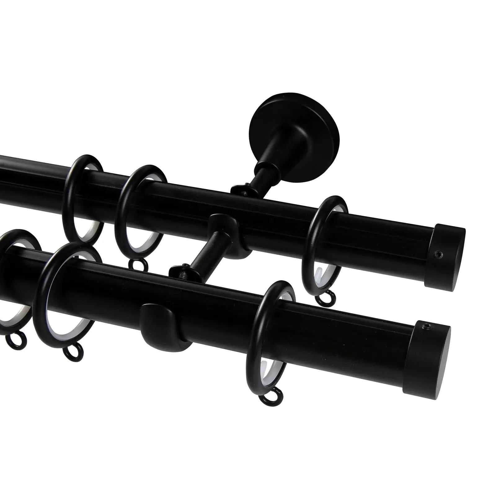 Kelvin Double Window Curtain Rod - Adjustable Tension Rod for Windows, Black Metal Curtain Rod for Home Decor - Perfect for Living Room, Bedroom & Kitchen Windows