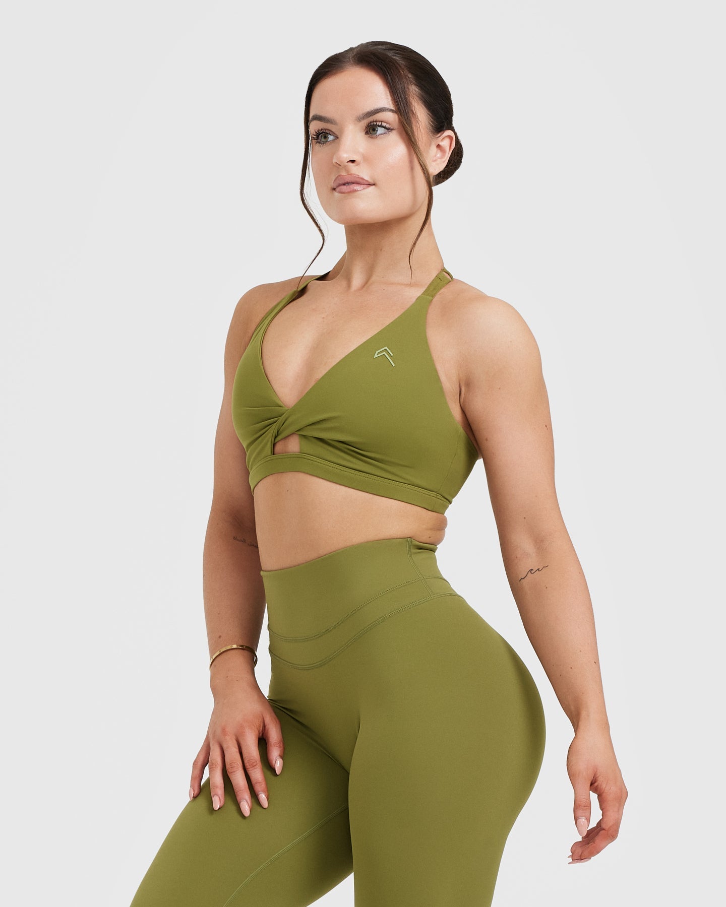 High Support Olive Green Sports Bra for Women - Seamless Workout Top for Running, Yoga & Gym