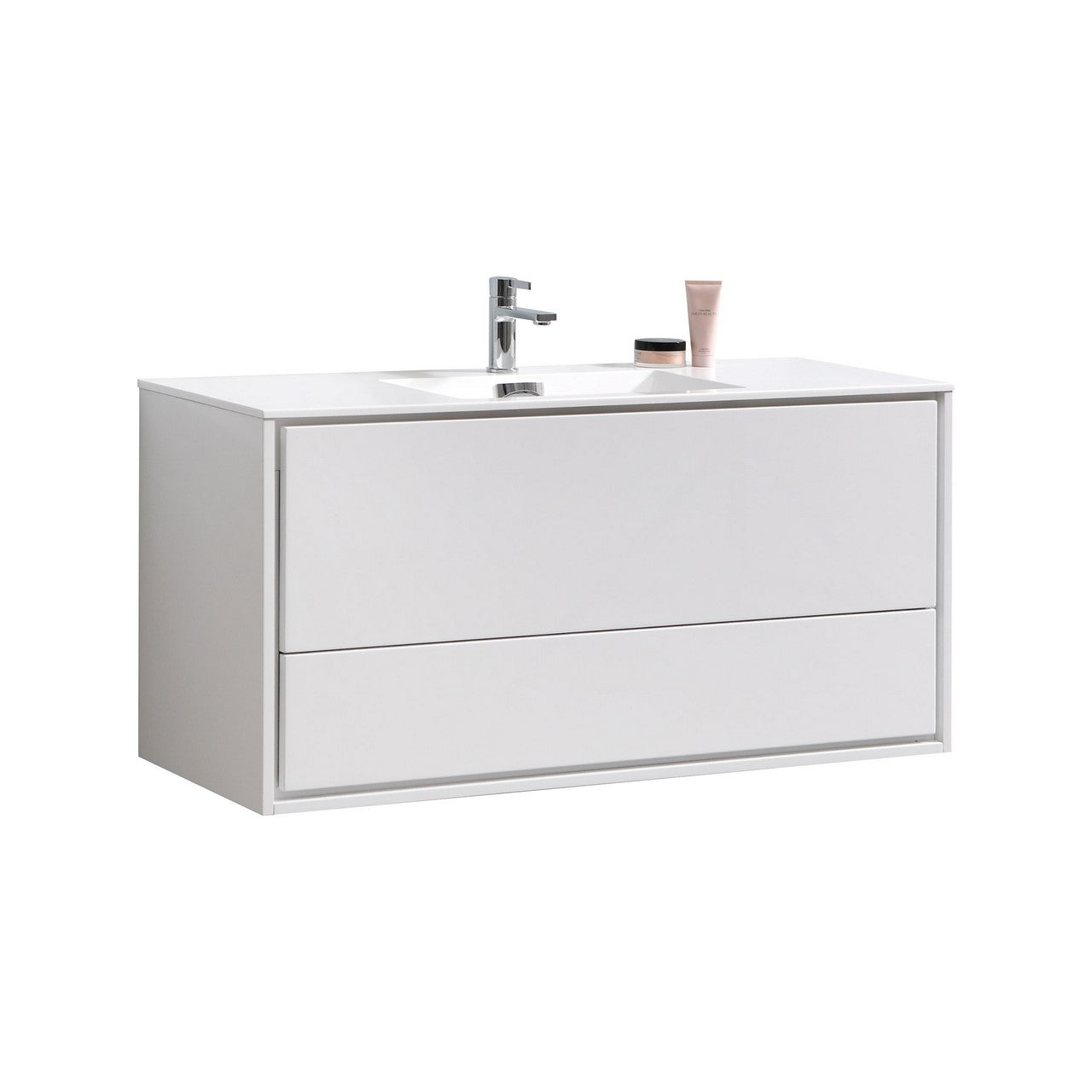 KubeBath DeLusso 48 Inch Single Sink Wall Mount Modern Bathroom Vanity - Perfect for Small Bathrooms, Powder Rooms & Contemporary Home Decor