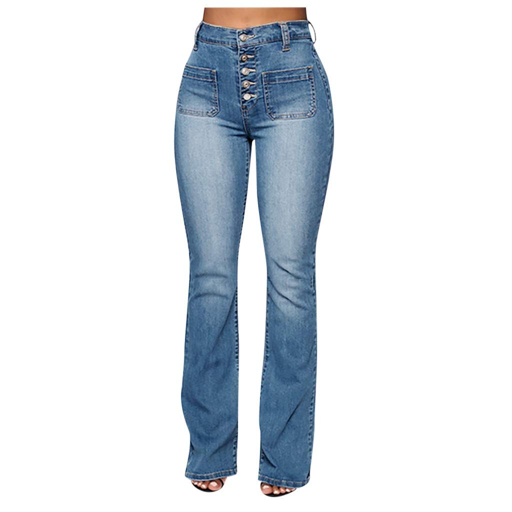 Lxitol Women's High Waisted Sexy Stretch Flare Jeans - 5 Button Denim Pants with Pockets for Work & Casual Wear | Comfortable & Stylish Everyday Outfit