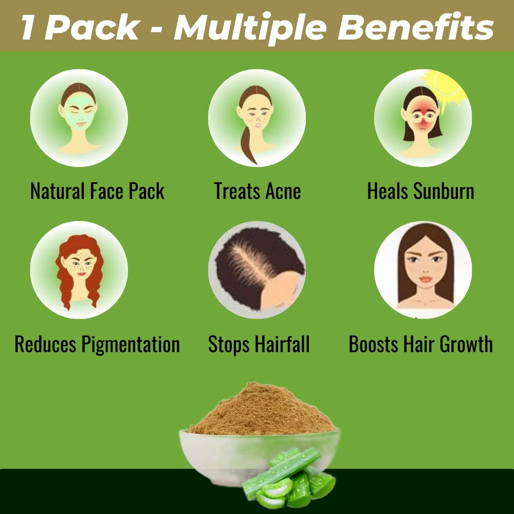 Organic Natural Henna & Aloe Vera Powder for Hair Growth & Shine | 100% Pure Mehndi Powder | Chemical-Free Hair Treatment | Pack of 2 (200g) | Perfect for DIY Hair Coloring, Conditioning & Bridal Mehndi Designs