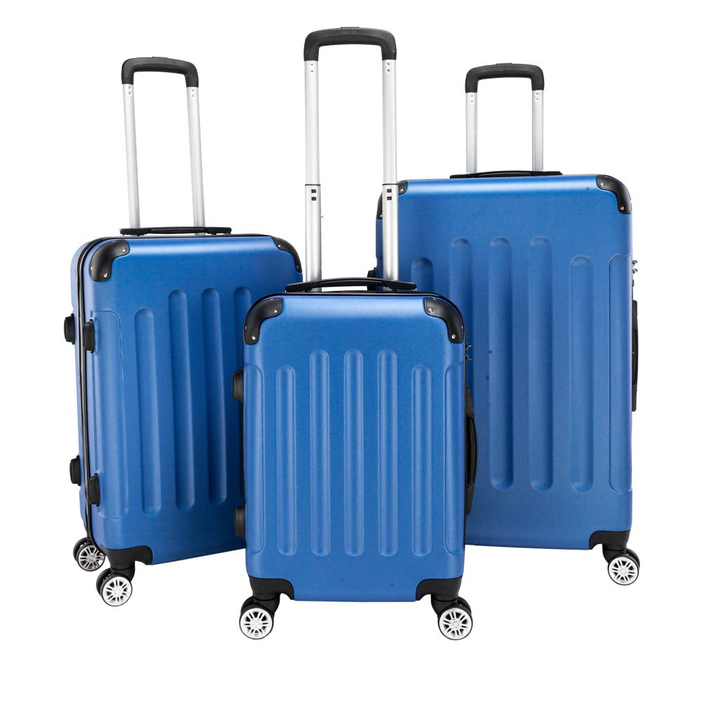 Kepooman 3-Piece Lightweight Luggage Set with TSA Lock & 360° Spinner Wheels - 20in, 24in, 28in Carry-On Suitcases for Travel (Dark Blue) | Perfect for Business Trips, Family Vacations & International Travel