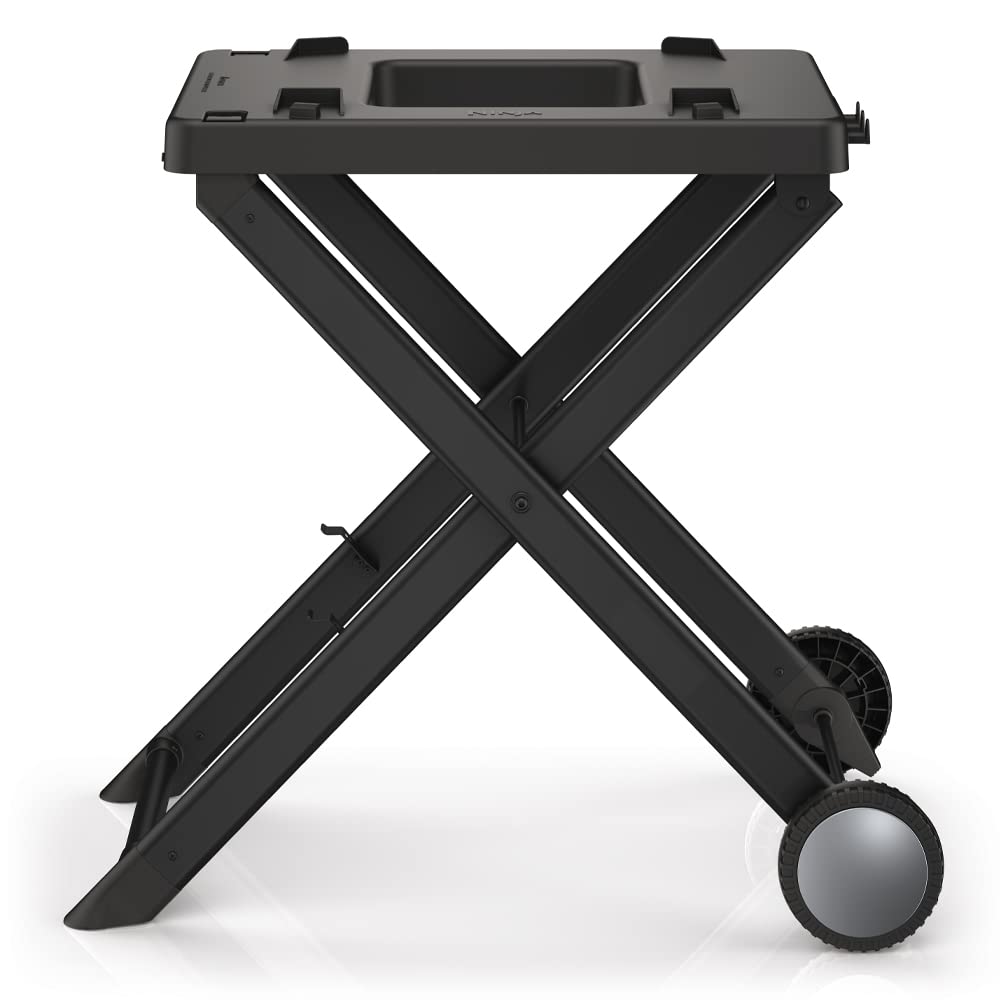 Ninja XSKSTAND Collapsible Outdoor Grill Stand - Compatible with Ninja Woodfire OG700 Series Grills | Foldable Design with Side Utensil Holder | Weather-Resistant Black Steel | Perfect for Camping, Backyard BBQs & Tailgating
