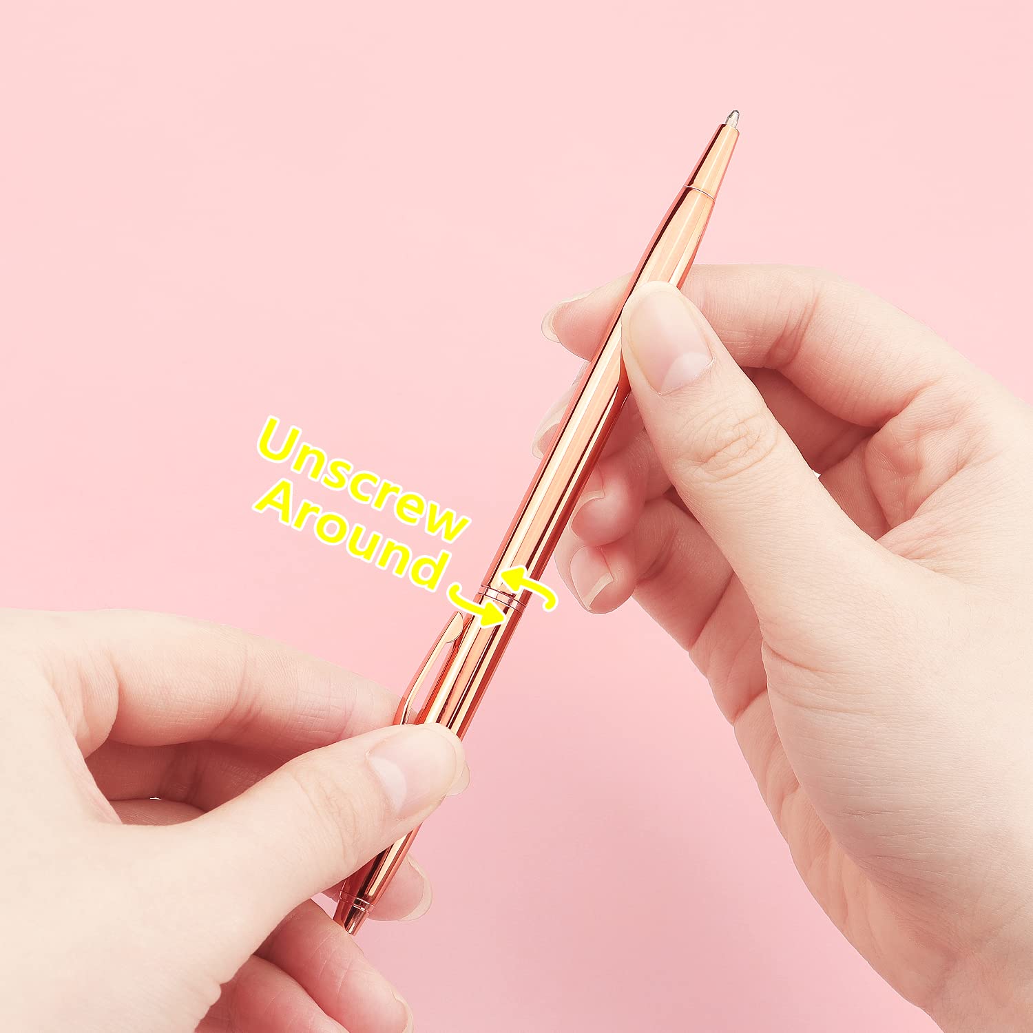 3 Pack Slim Gold Ballpoint Pens with 1mm Black Ink - Premium Writing Pens for Office, Business, School - Perfect Gift for Students, Teachers, Weddings & Christmas (Rose Gold) - Ideal for Note Taking, Journaling & Everyday Use