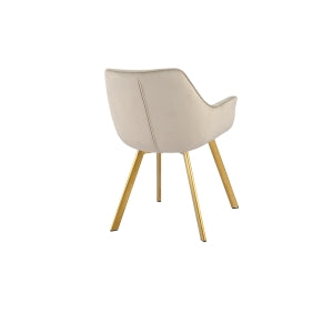 Luxury Beige Velvet Gold Arm Chairs Set of 2 - Modern Accent Chairs for Living Room, Bedroom & Office Decor