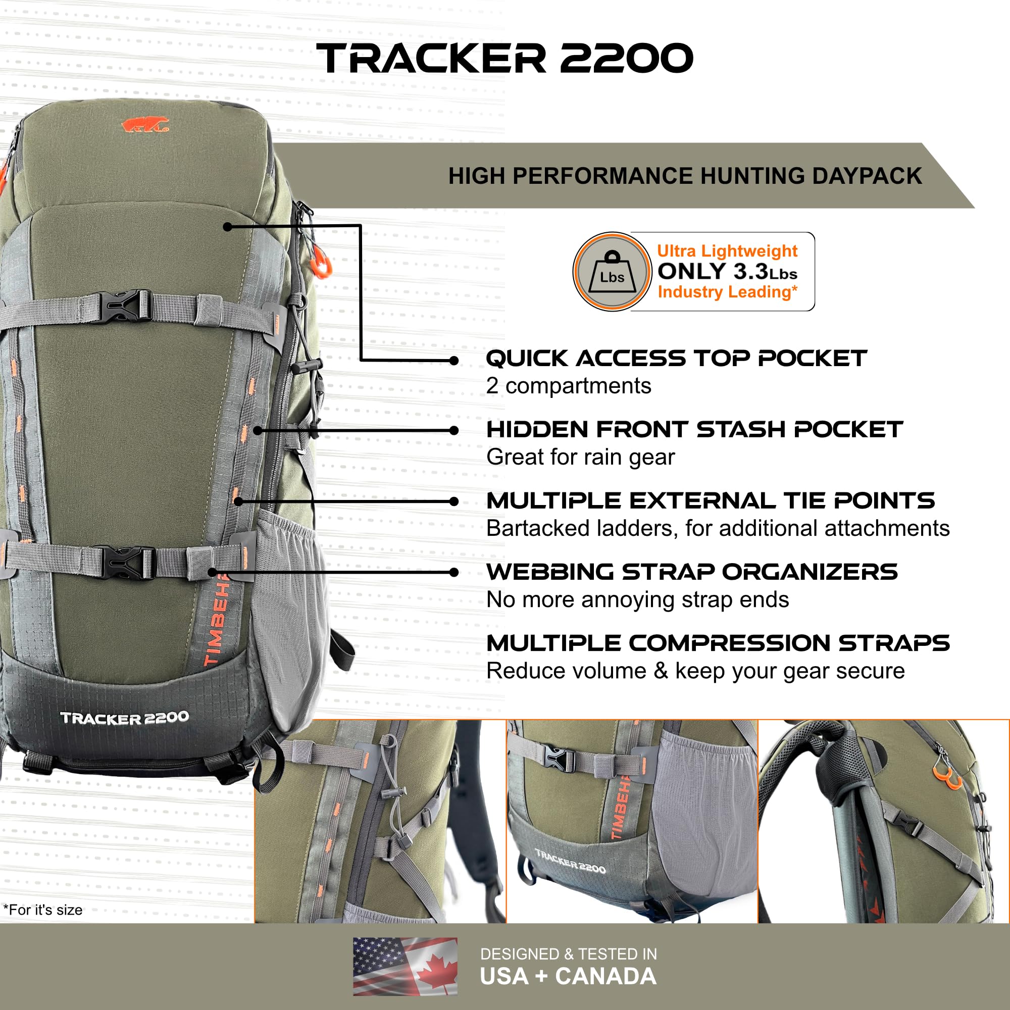 Tactical Hunting Backpack with Rifle & Bow Holder - Waterproof Lightweight Daypack with Rain Cover, YKK Zippers & Buckles - Durable Comfortable for Outdoor Hunting, Camping & Hiking Adventures