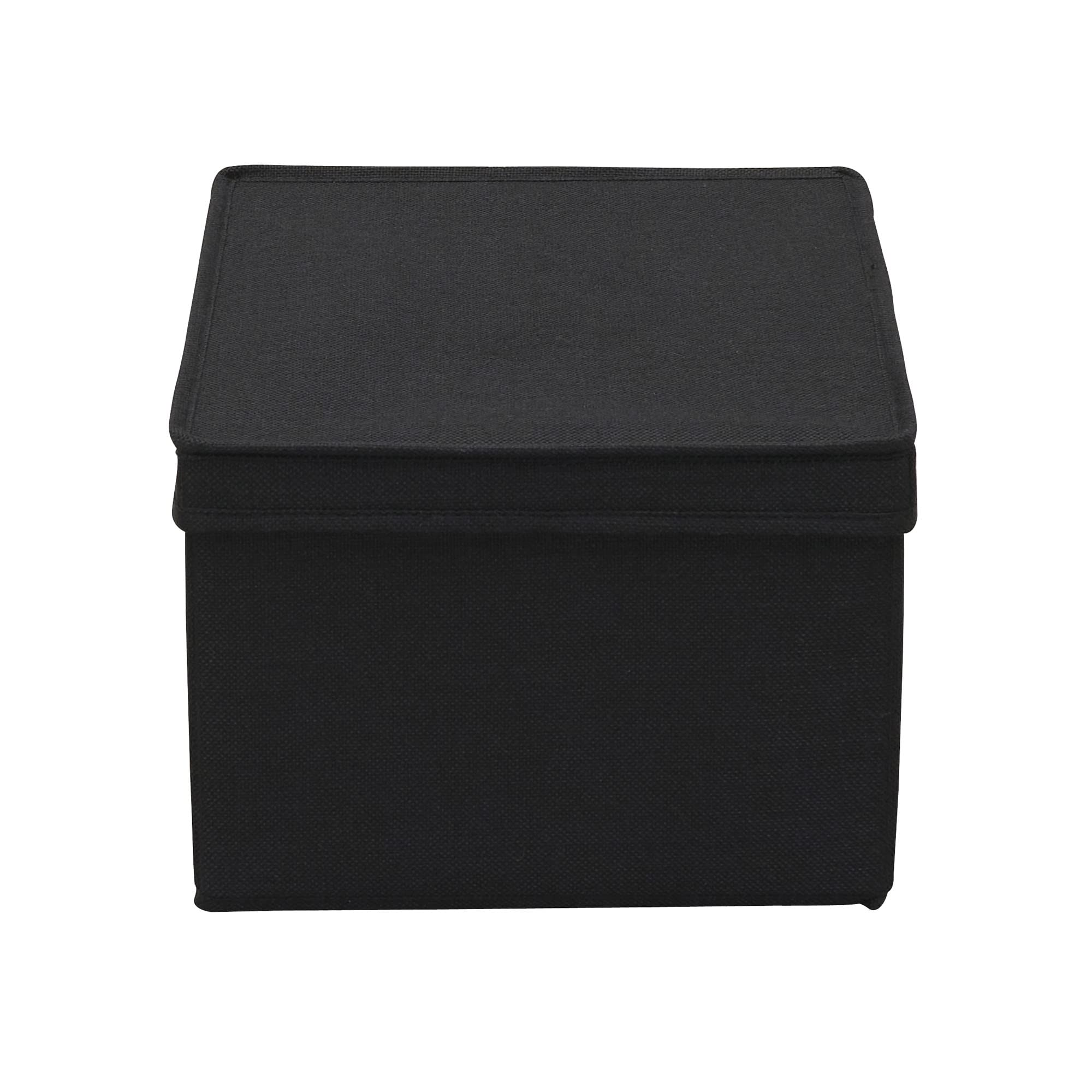 Large Fabric Storage Box with Lid - Set of 2, Black - Organize Closet, Nursery, or Office - Foldable Collapsible Storage Bins for Home Organization