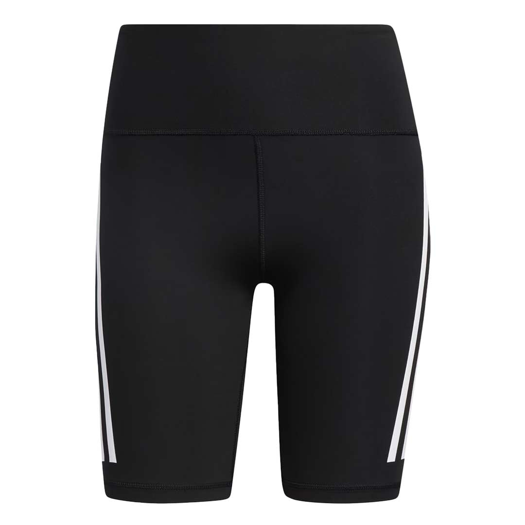 Adidas Women's Optime Trainicons 3 Stripes Biker Shorts - High Waist Workout Shorts for Running, Yoga & Gym - Comfortable Athletic Shorts for Women (H64228)