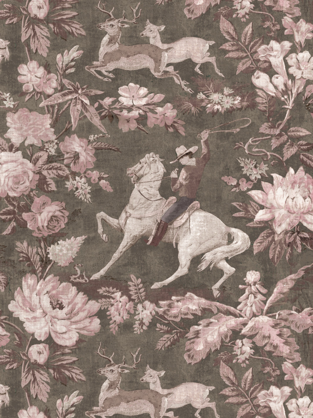 Nathan Turner Cowboy Toile Wallpaper - Pink & Brown Western Design for Home Decor | Perfect for Living Room, Bedroom & Western-Themed Interiors