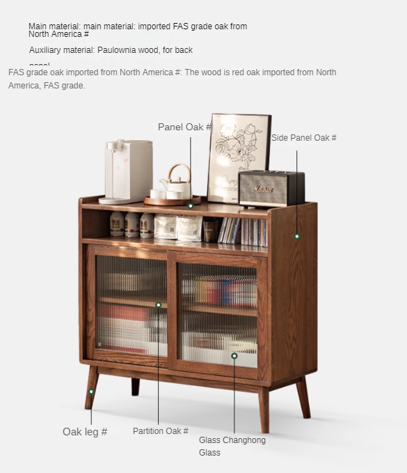 Solid Oak Wood Modern Multifunctional Sideboard - Stylish Storage Cabinet for Living Room, Dining Room & Entryway
