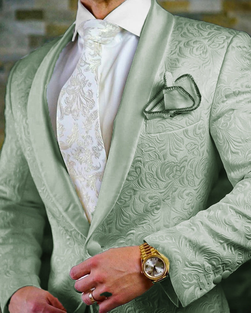 Sage Green Tuxedo Suit for Men - 2 Piece Formal Wedding & Prom Outfit (Jacket + Pants) | Elegant Evening Wear for Groom, Gala & Special Occasions