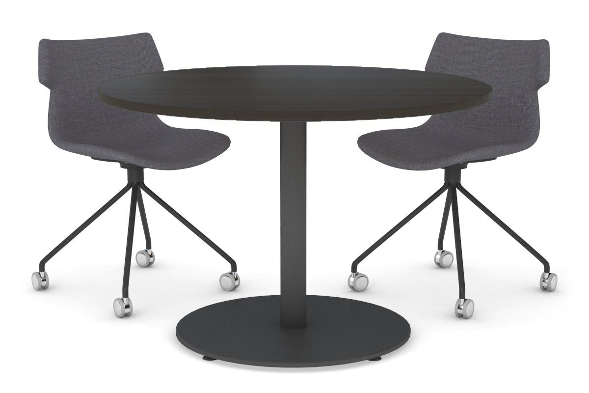 Sapphire Disc Base Cafe Table - 31.5 Inch Round Glass Top Outdoor Bistro Table for Patio, Garden, and Restaurant Use