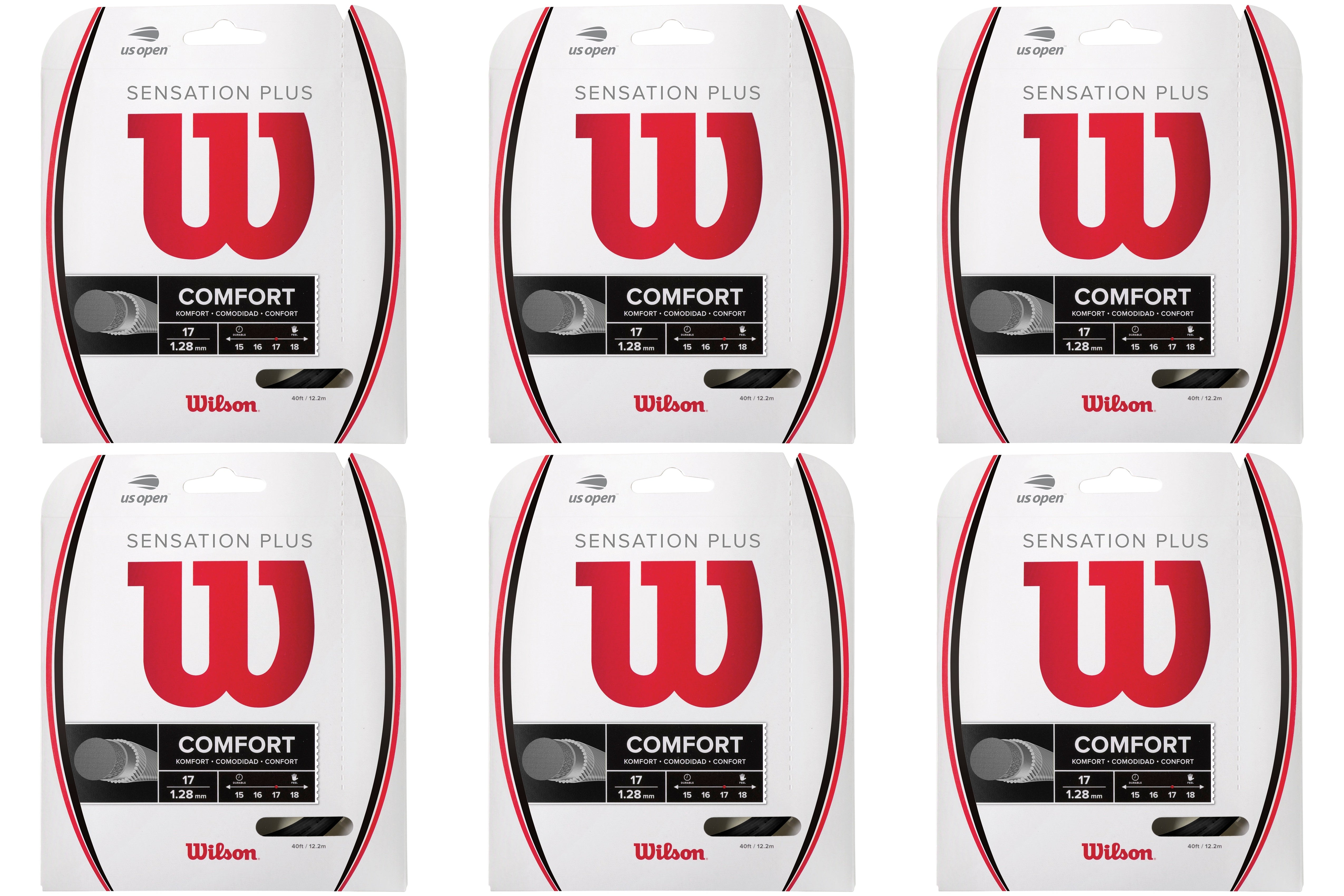 Wilson Sensation Plus Black Tennis String - High Performance Synthetic Gut for Control & Comfort | Perfect for Recreational & Competitive Players on Hard Courts & Clay