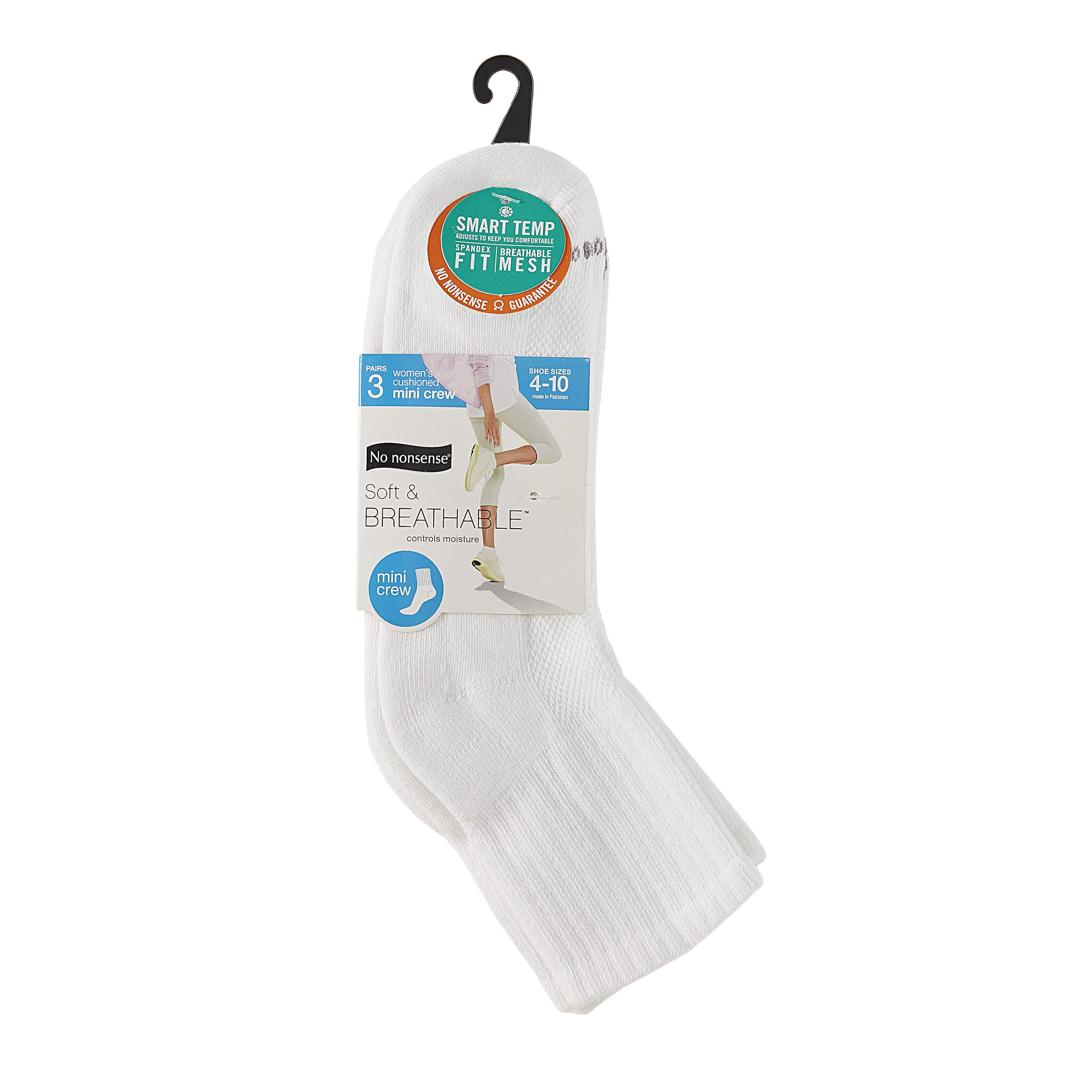 No Nonsense Women's Soft & Breathable Cushioned Mini Crew Socks - Comfortable Everyday Wear for Work, Exercise & Casual Outfits