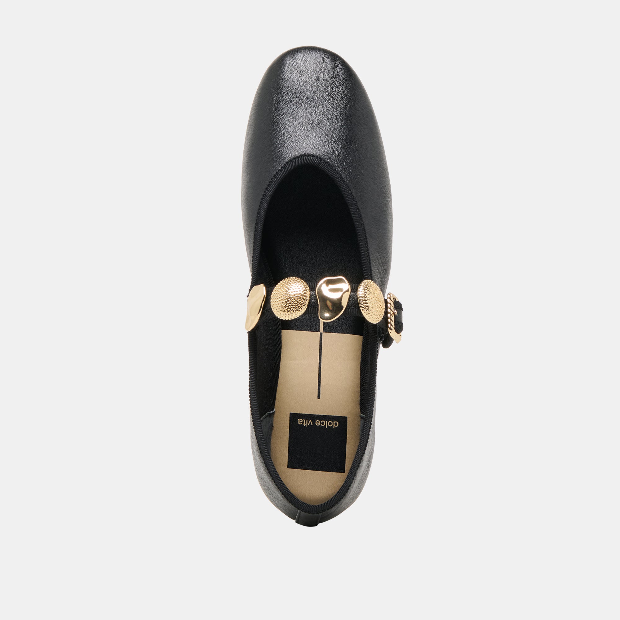 RELAN Women's Ballet Flats - Black Leather Comfortable Slip-On Shoes for Work, Office, and Casual Wear