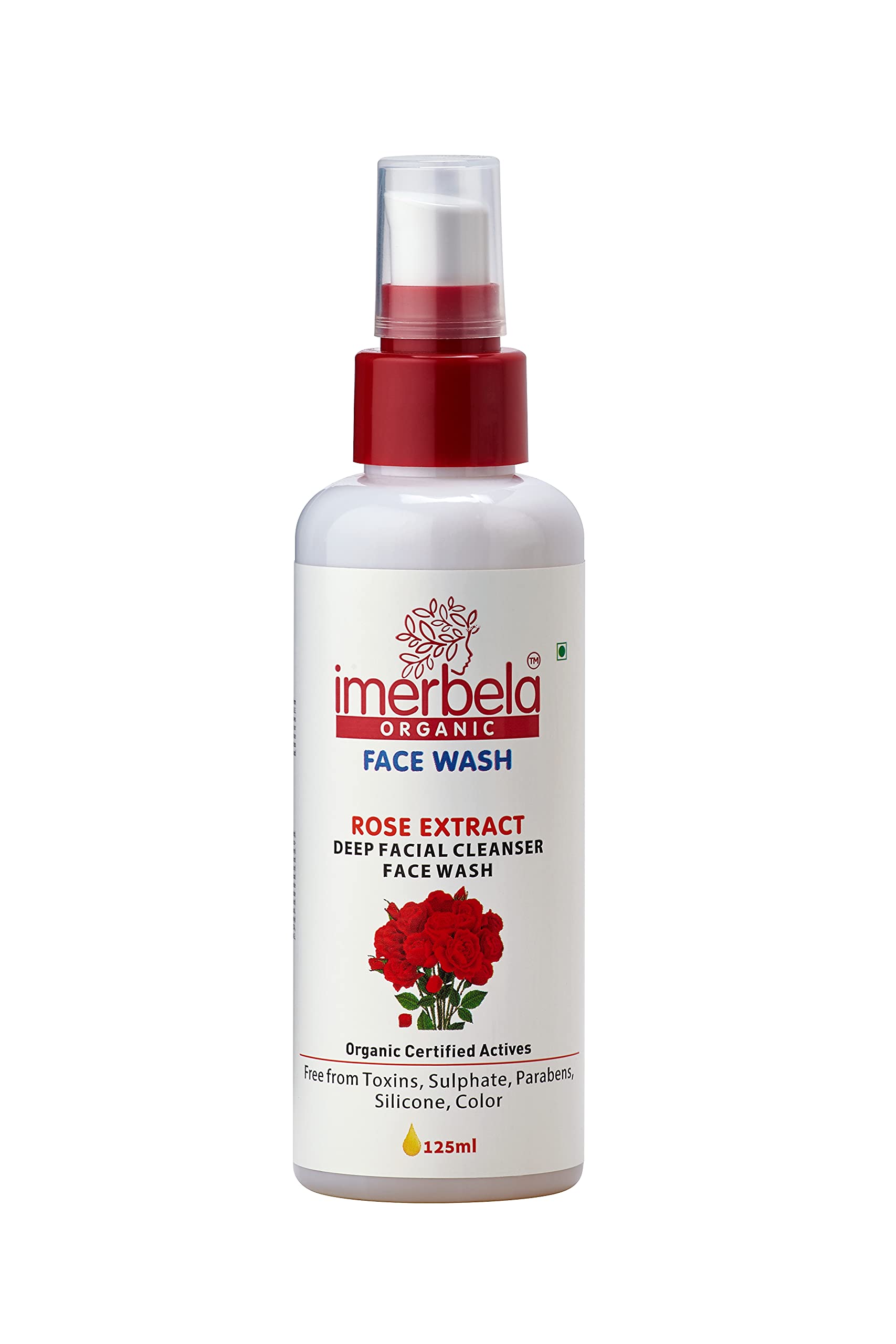 Imerbela Rose Foaming Face Wash 125ml - Deep Cleansing Facial Cleanser with Rose Water for Men & Women | Gentle, Sulfate & Paraben Free | Perfect for Daily Skincare & Acne-Prone Skin
