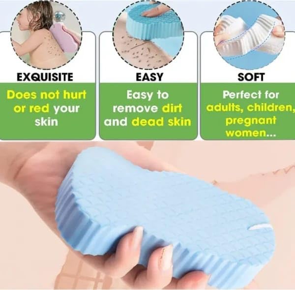 LilCARE Super Soft Exfoliating Bath Sponge - Gentle Painless Body Scrubber for Adults, Kids & Pregnant Women - Dead Skin Remover & Cleansing Sponge (2-Pack, Random Color) - Perfect for Shower, Bath & Sensitive Skin Care