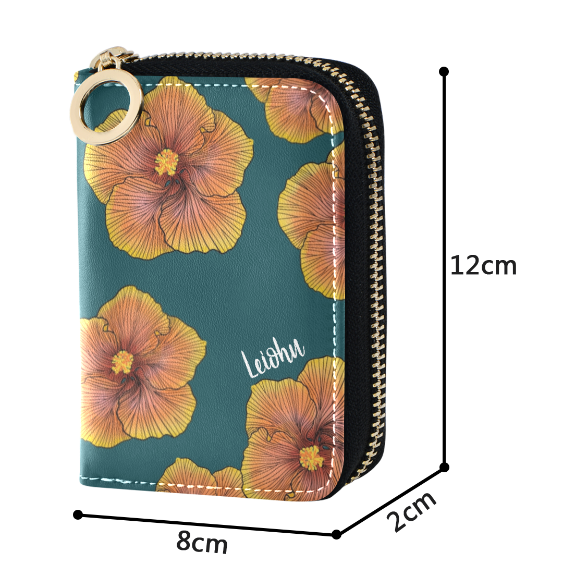 Sunrise Hibiscus Mini Wallet for Women - Compact RFID Blocking Card Holder for Travel, Shopping & Everyday Use