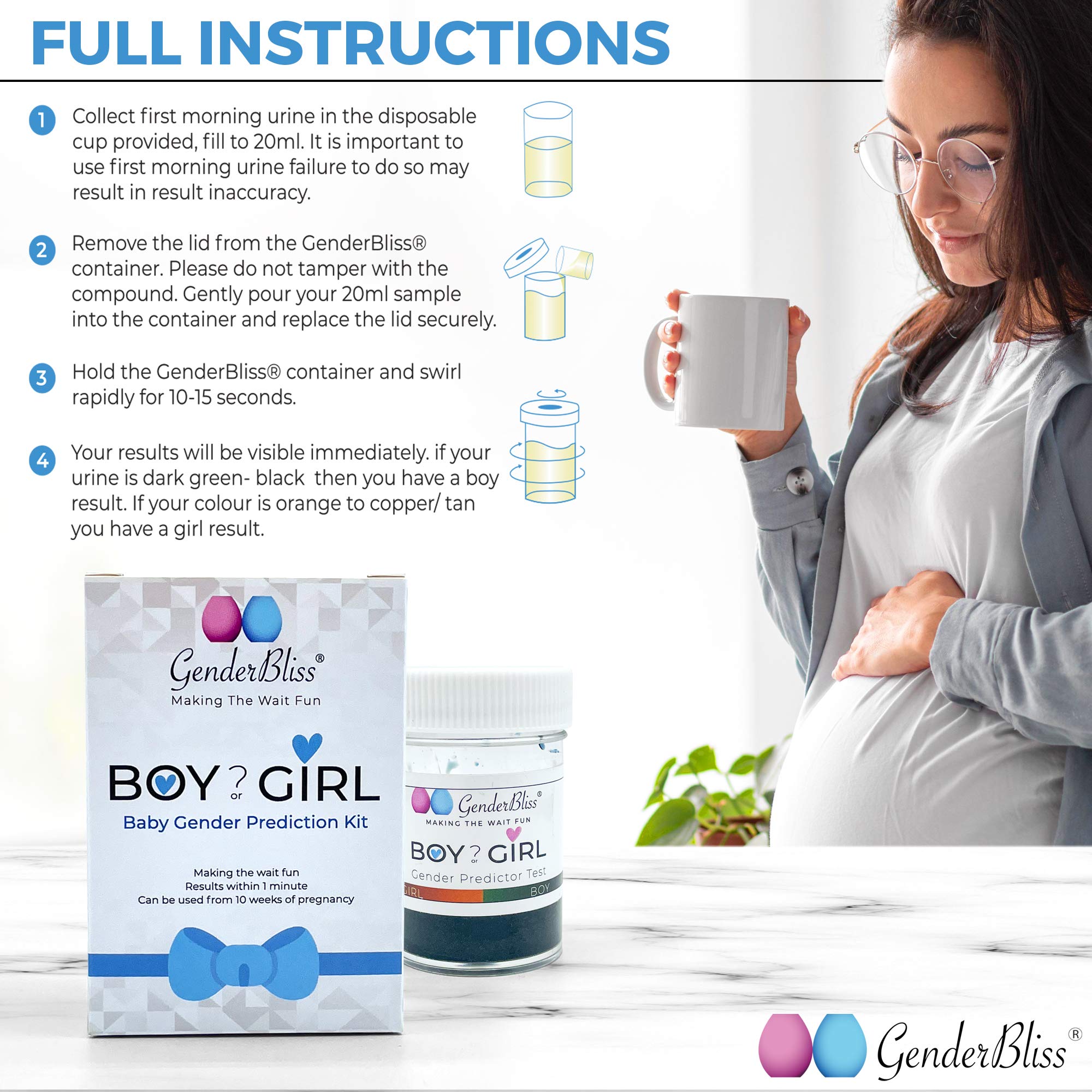 GenderBliss® Early Gender Prediction Test Kit - Boy or Girl Home DNA Test for Pregnancy, Safe & Non-Invasive for Mom & Baby - Accurate Results at 10 Weeks | Perfect for Gender Reveal Parties & Baby Shower Gifts