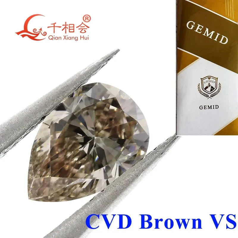 1ct VS1 Clarity Pear Shape Lab Grown Diamond - CVD Brown/Brownish Pink Loose Stone with GEMID Certification | Perfect for Engagement Rings, Custom Jewelry & Unique Gifts