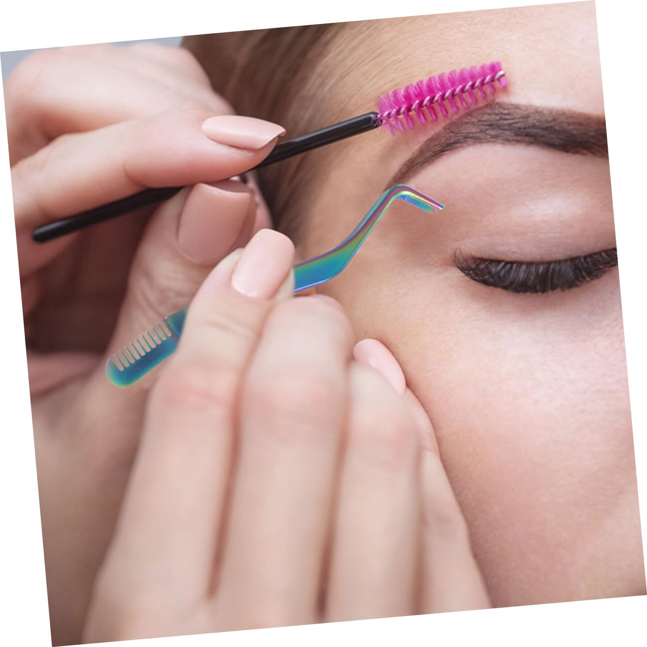 2pcs Stainless Steel Eyelash Tweezers with Comb - Precision Lash Applicator & Eyebrow Tool for Women & Men - Perfect for Eyelash Extensions, Salon Use & DIY Beauty Care at Home