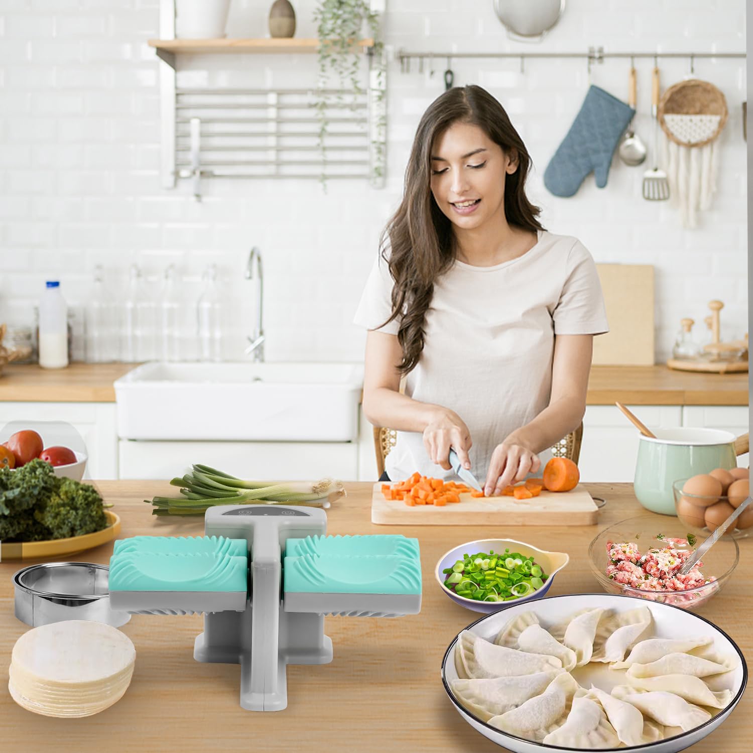 Electric Dumpling Maker Machine - Automatic Dumpling Maker with 2 Molds & 4 Rollers for Perfect Homemade Dumplings | Kitchen Appliance for Asian Cuisine, Party Cooking & Family Meal Prep
