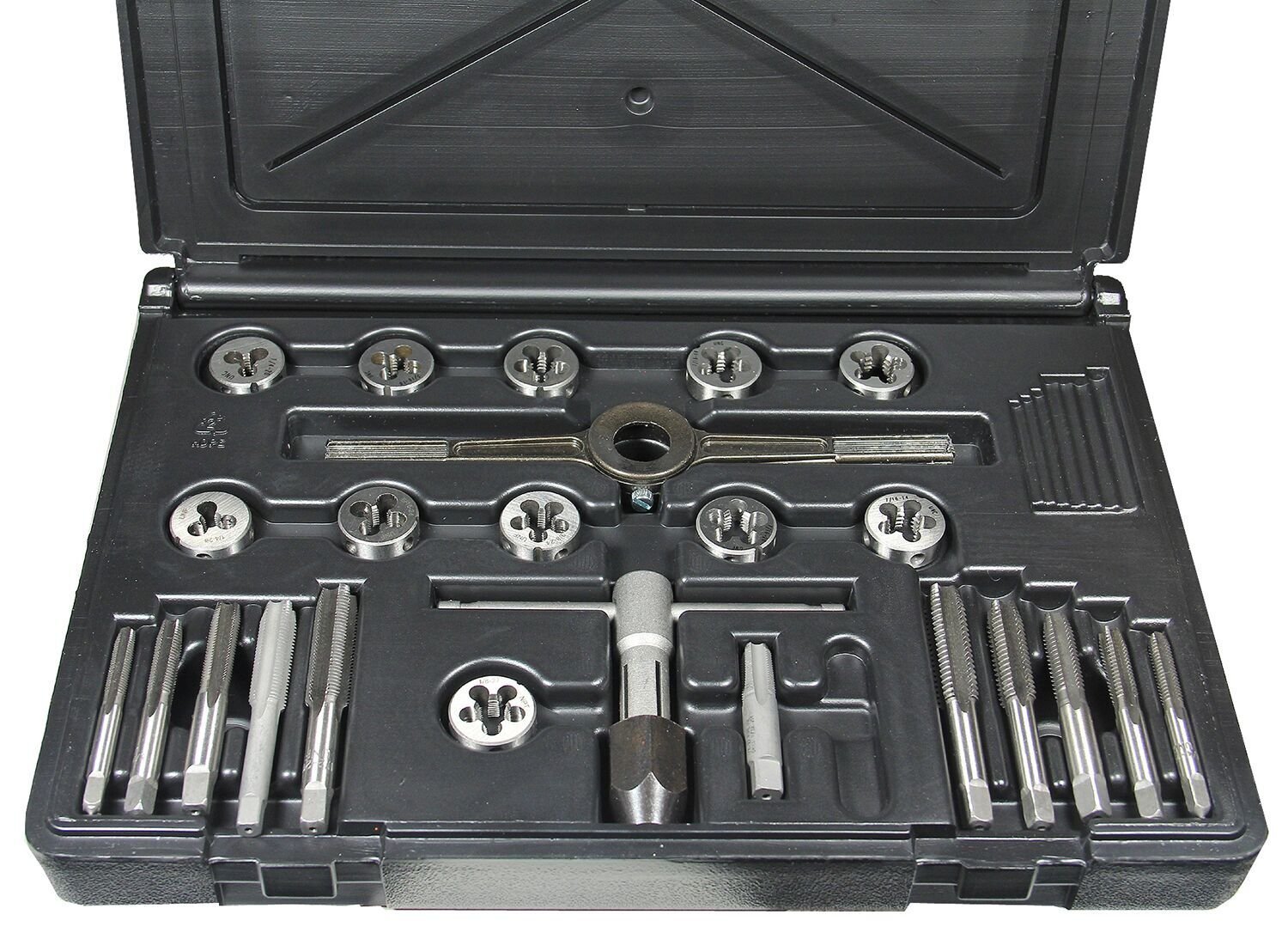 Viking Drill and Tool 50050 Hi-Carbon Steel Fractional Combination NC, NF Round Die Tap & Die Set (24 Piece) - Professional Metalworking & Thread Repair Kit for DIY, Plumbing, and Automotive Maintenance