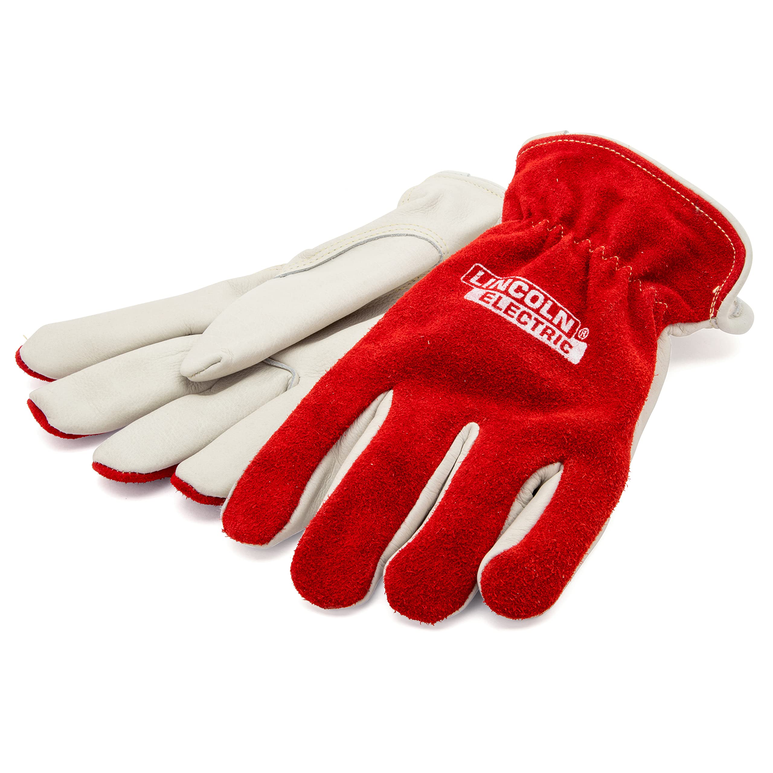 Lincoln Electric Premium Grain Leather & Split Cowhide Metal Working Gloves - Large Size, Heat & Cut Resistant for Welding, Construction & DIY Projects