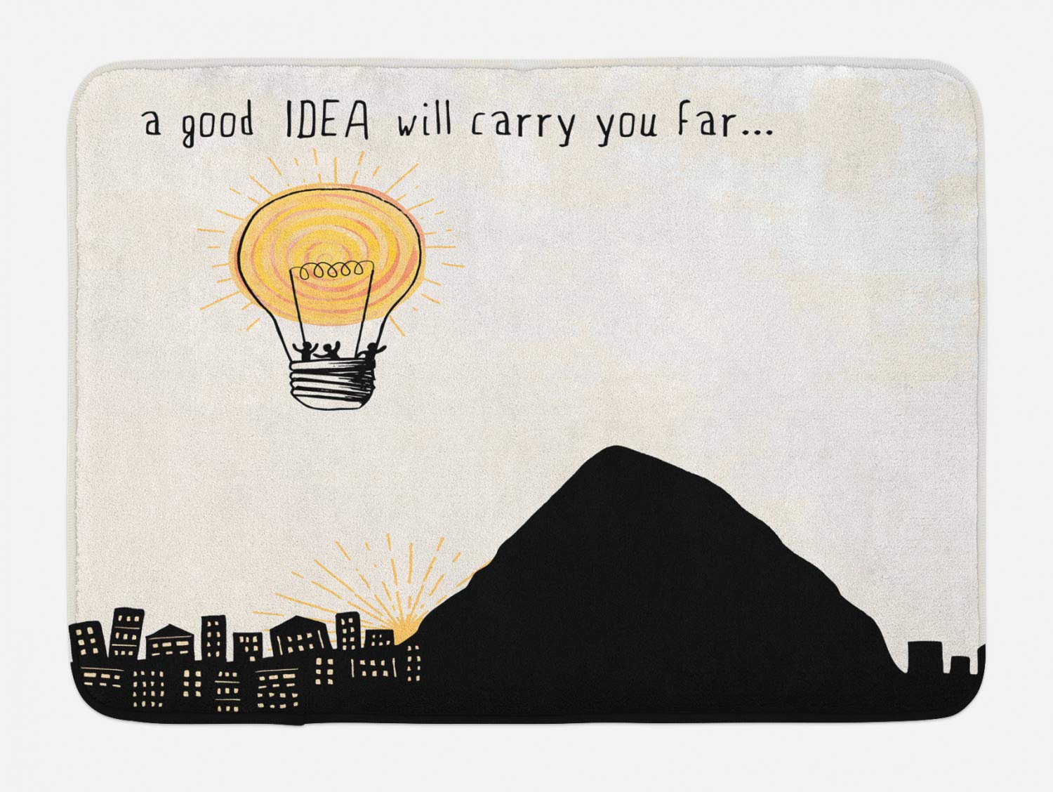 Ambesonne Non-Slip Plush Bath Mat - Inspirational Typography Design with 'Ideas Will Carry You Far' Quote, 29.5