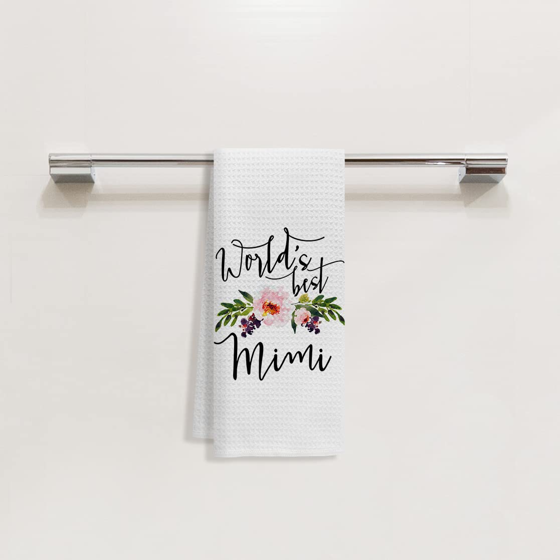 World's Best Mimi Flowers Bath Towel - Soft, Absorbent & Decorative - Sweet Funny Gift for Grandma from Granddaughter or Grandson - Perfect for Bathrooms, Spas & Thoughtful Gift Giving
