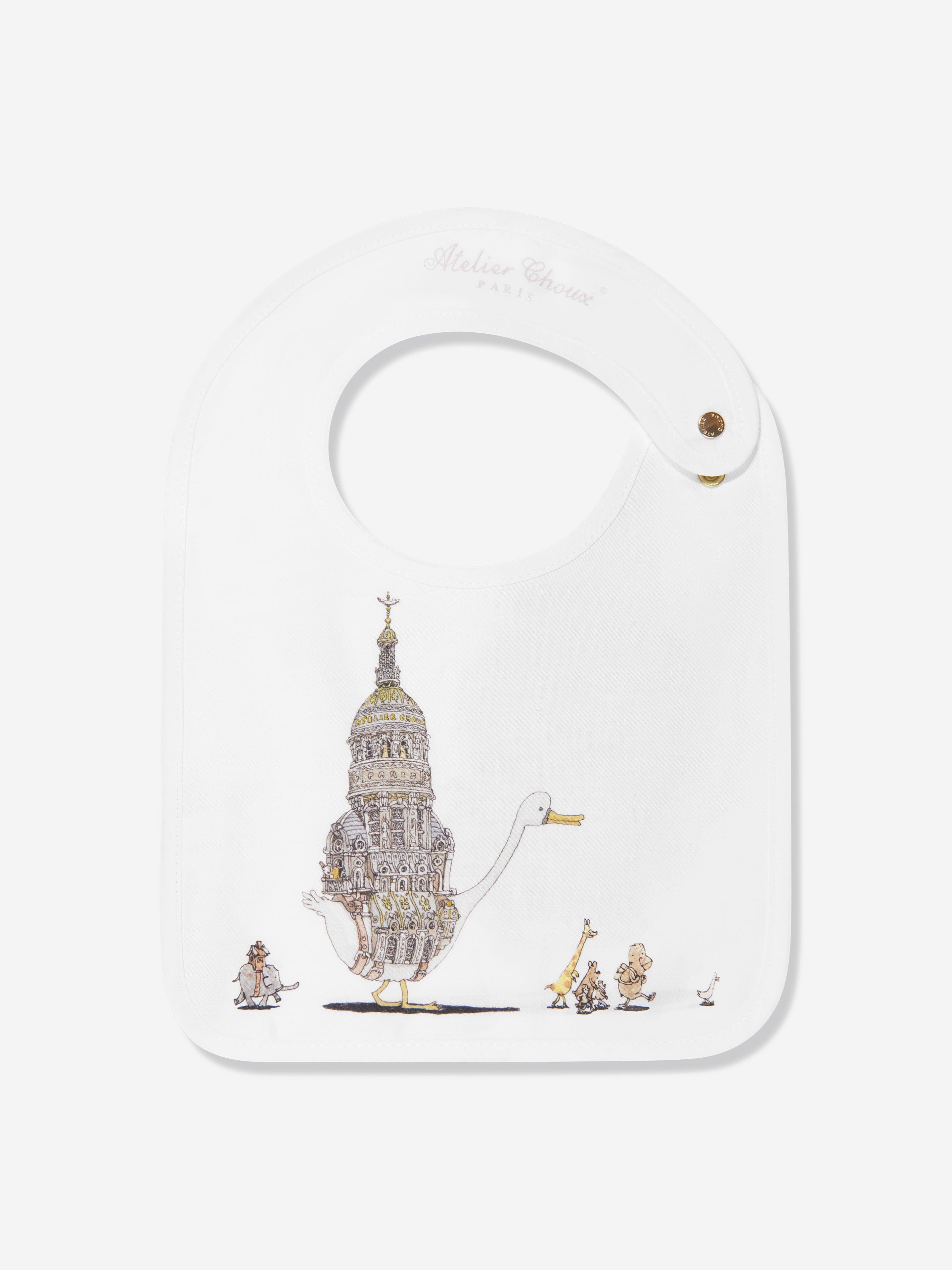 Atelier Choux Premium White Satin Baby Bib - Soft & Absorbent for Feeding & Drool Protection - Perfect for Newborns & Infants at Home or On-the-Go