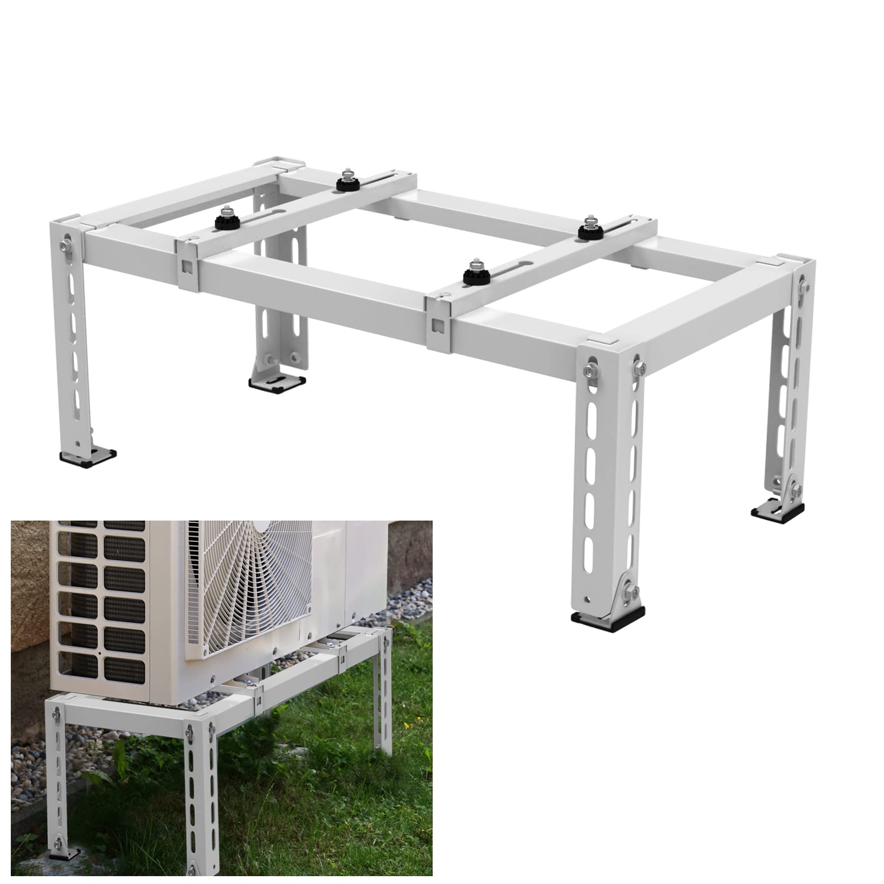 GCGOODS Heavy Duty Mini Split Ground Stand - Supports 9,000-18,000 BTU Ductless AC/Heat Pump Systems with 400 LB Capacity | Outdoor Installation for Homes & Businesses