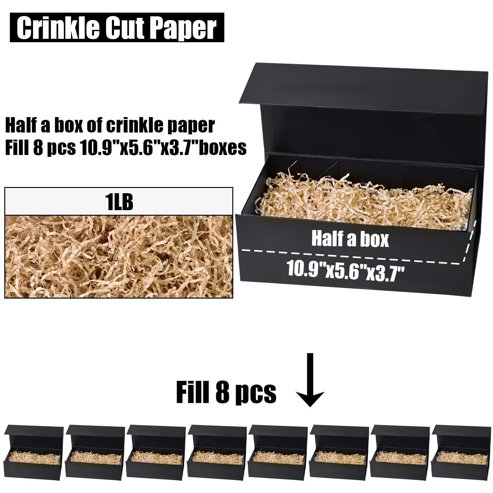 Koogel 1LB Crinkle Cut Shredded Paper - Brown Gift Basket & Box Filler, Packing Bag Stuffing for Parties, Weddings, Holidays & Home Decor