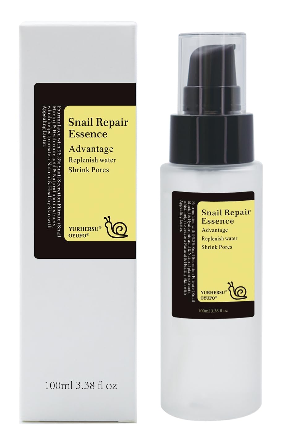 Snail Mucin Essence with 96.3% Snail Secretion Filtrate - Anti-Aging Power Repair Serum for Fine Lines, Dull Skin & Acne - Hydrating, Pore Minimizing, Lifting & Firming Face Serum - 3.38 fl.oz - Perfect for Daily Skincare Routine & Nighttime Repair