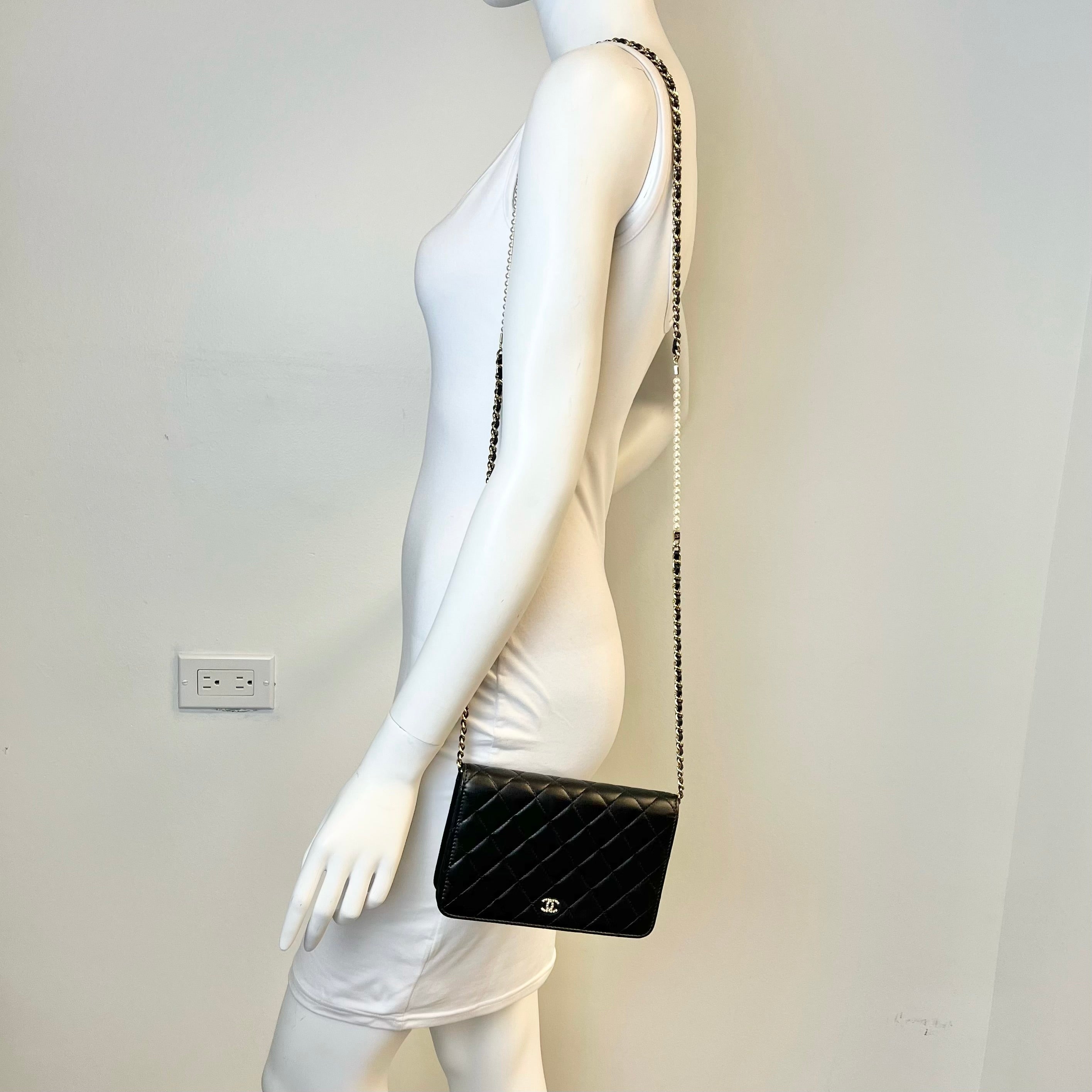 Chanel Quilted Wallet on Chain with Pearl Accent - Luxury Crossbody Bag for Women | Perfect for Evening Events, Date Nights & Special Occasions