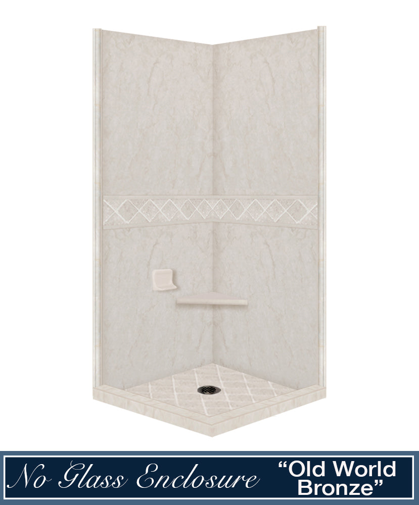 Rafe Marble Diamond Corner Shower Enclosure Kit - Waterproof Bathroom Upgrade for Small Spaces | Modern Frameless Glass Shower Door with Easy Installation for Home & Hotel Use