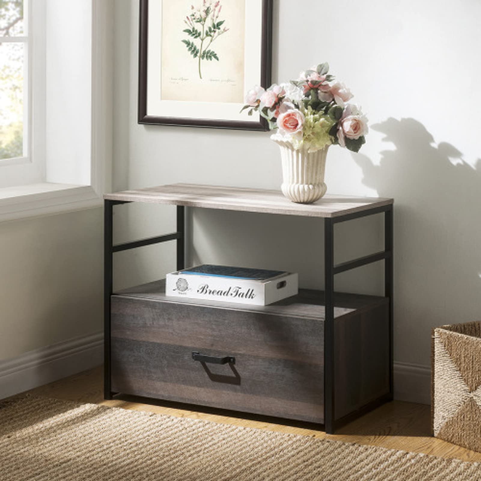 Multifunctional Home Office Lateral File Cabinet with Drawers & Open Shelf - Antique Standing Style Large Filing Cabinet for Documents | Perfect for Home Office Organization & Storage Solutions