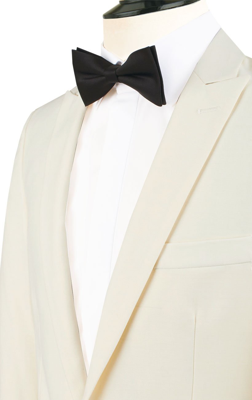Dobell Men's White Tuxedo Dinner Jacket - Slim Fit Peak Lapel Formal Suit for Weddings, Prom & Black Tie Events