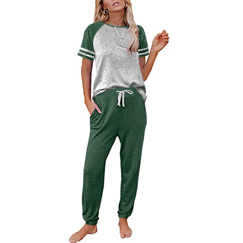 Women's 2-Piece Lounge Set - Short Sleeve Jogger Pajama & Tracksuit for Home Comfort