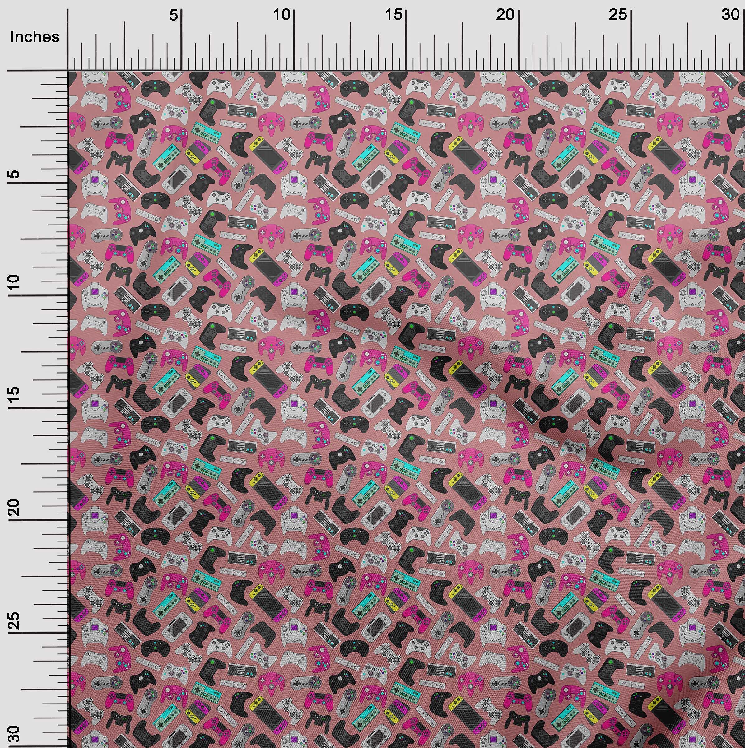 oneOone Cotton Cambric Rose Pink Fabric - Premium Video Game Print Dress Material - 42 Inch Wide by The Yard | Perfect for Cosplay, DIY Dresses & Craft Projects