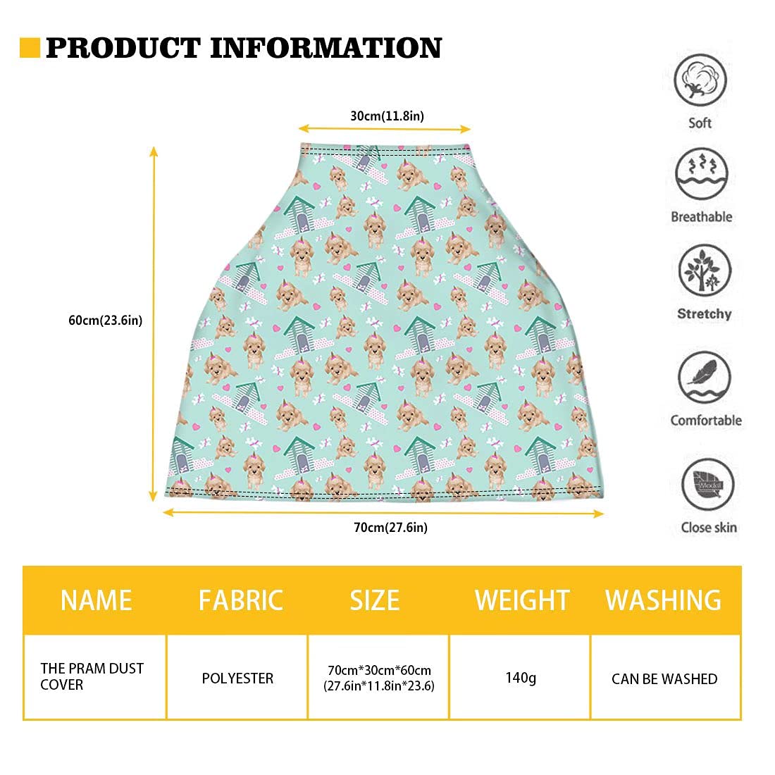 Breathable Bee Daisy Print Baby Car Seat Canopy - Nursing Cover & Multi-Use Car Seat Cover for Girls & Boys - Perfect for Breastfeeding, Stroller, Shopping & Outdoor Activities