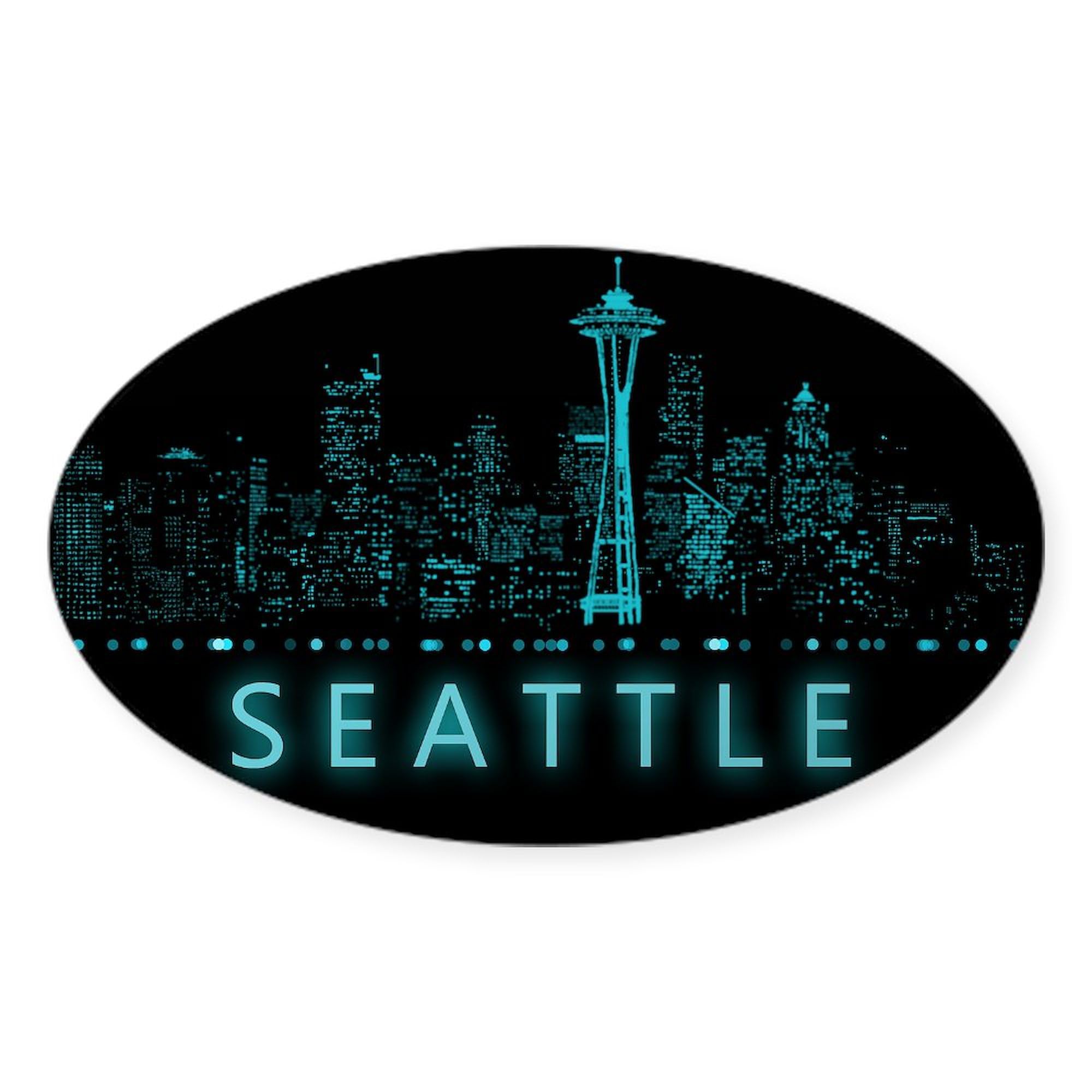 Seattle Washington Oval Car Bumper Sticker - Premium Vinyl Decal for Cars, Trucks & Laptops - Perfect for Travel Lovers & City Pride