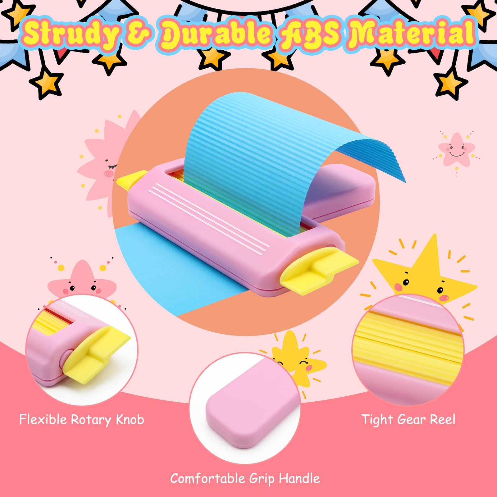 Pletpet Pink Paper Crimper Tool for DIY Crafts - Wave Shape Maker for Card Stock, Scrapbooking & Decoration - Perfect for Handmade Greeting Cards, Gift Wrapping & School Projects