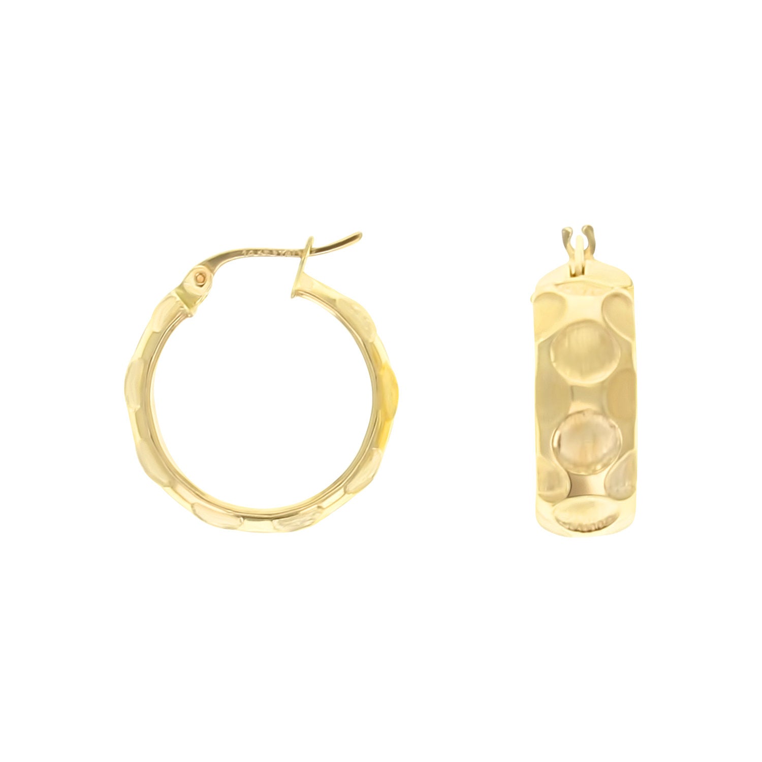 14K Yellow Gold Wide Satin Finish Hoop Earrings - Elegant Everyday Jewelry for Women, Perfect for Parties, Weddings & Office Wear