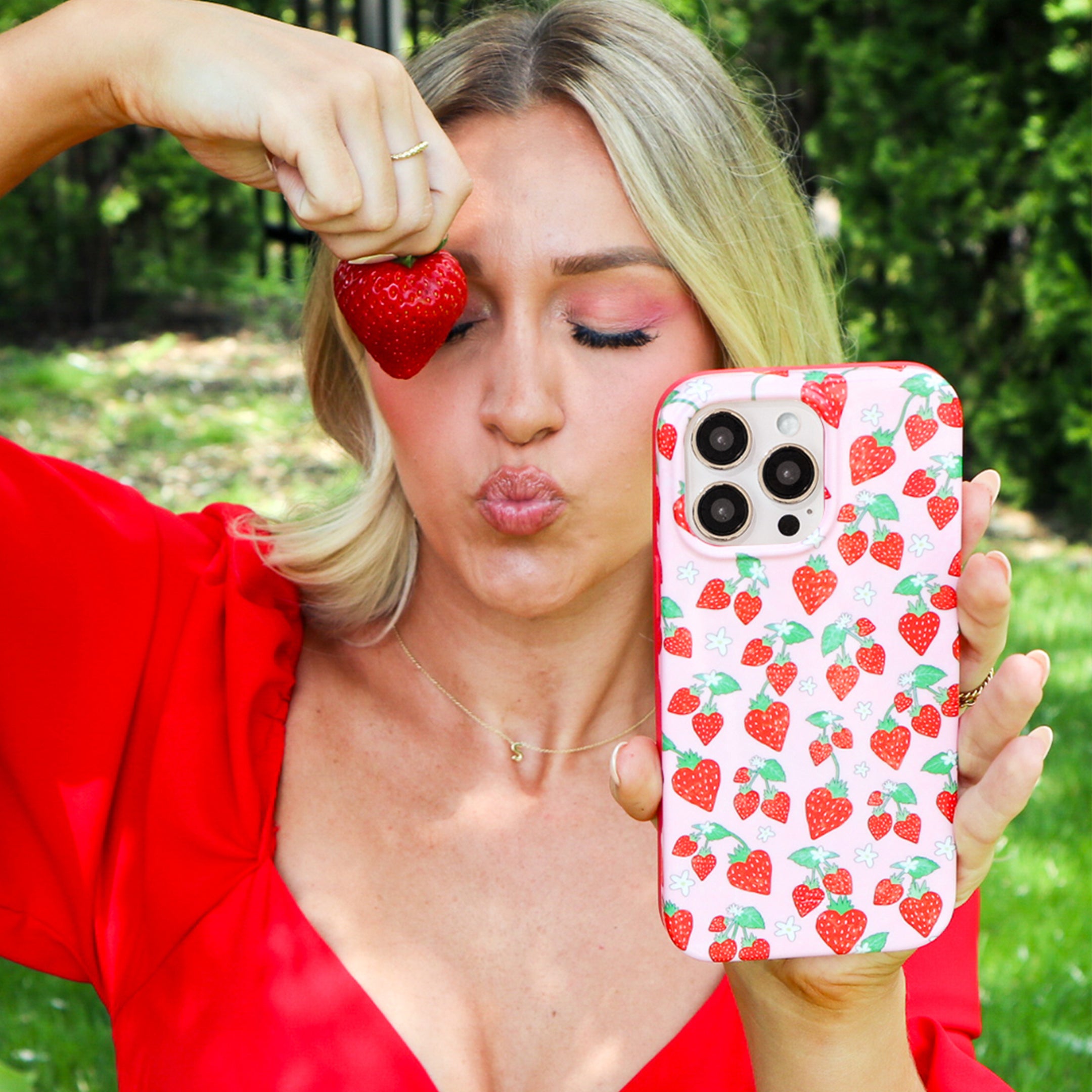 Strawberry Sweethearts Cute iPhone Case - Trendy & Protective Phone Cover for iPhone 13/14/15 Pro Max - Perfect Gift for Valentine's Day, Anniversary & Everyday Use
