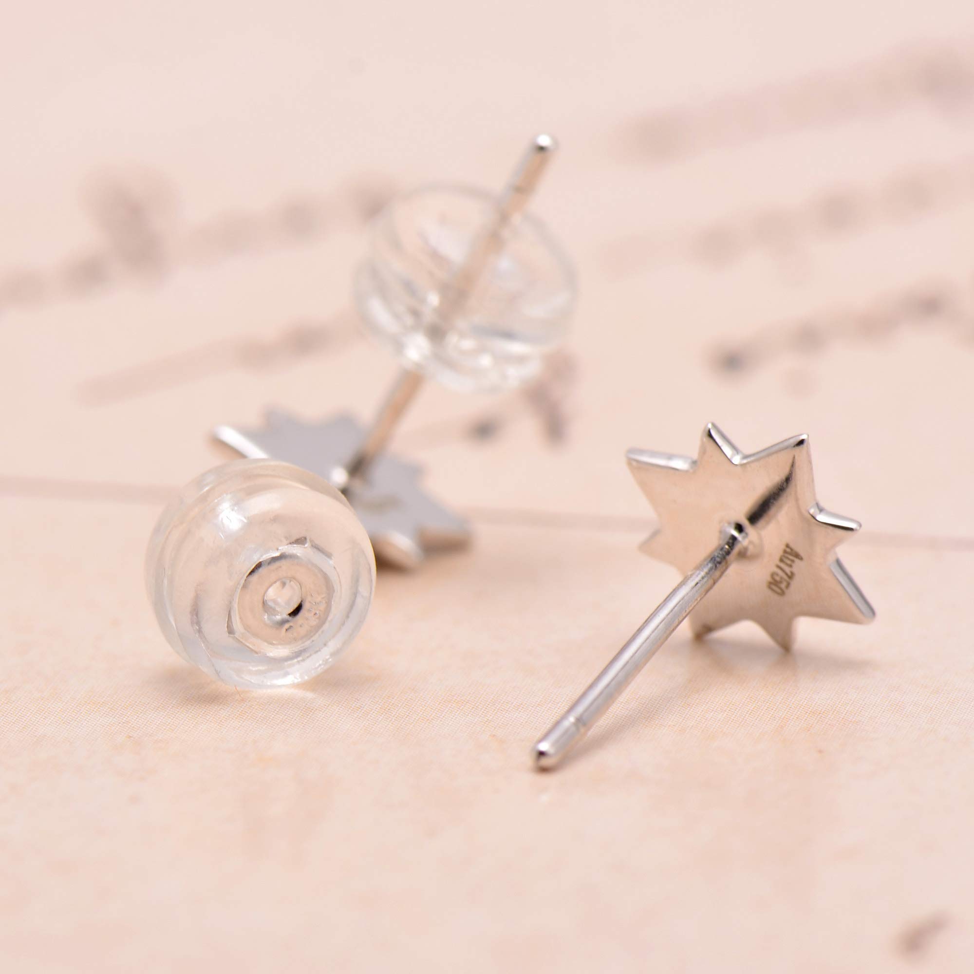 Natural Opal Earrings for Women - 18K White Gold Star Stud Earrings | Elegant Jewelry Gift for Birthday, Anniversary & Special Occasions
