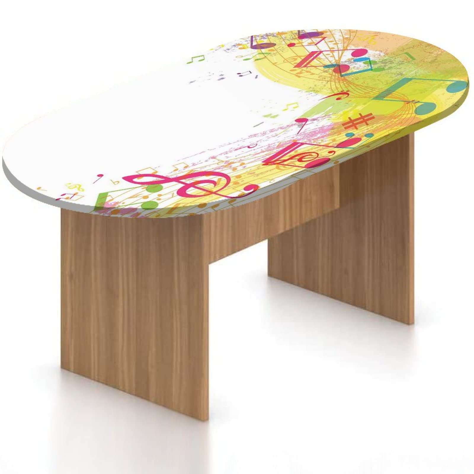 Abstract Grunge Music Themed Fitted Oval Table Cover - Elastic Edged Polyester Tablecloth for 42x68 Inch Tables - Indoor & Outdoor Use for Dining, Parties & Events