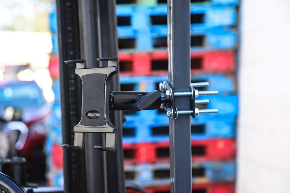 ARKON 7 Inch Heavy-Duty Forklift Tablet Mount - Secure Pillar Bracket for Industrial Tablets in Warehouses & Factories