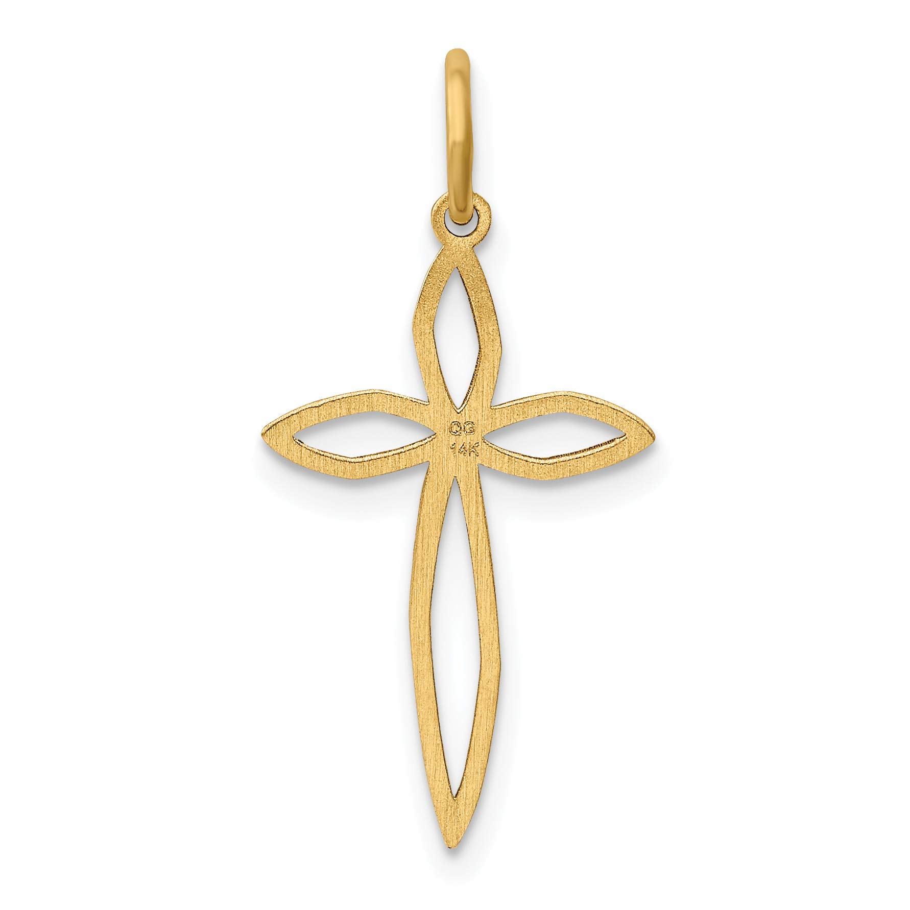 14K Gold Laser Engraved Passion Cross Charm Pendant - Elegant Jewelry Gift for Women, Perfect for Valentine's Day, Anniversary & Religious Occasions